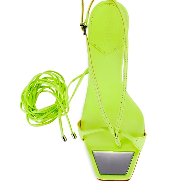 New Schutz Vikki Leather Ankle Wrap Thong Dress Sandals - Picture 5 of 16